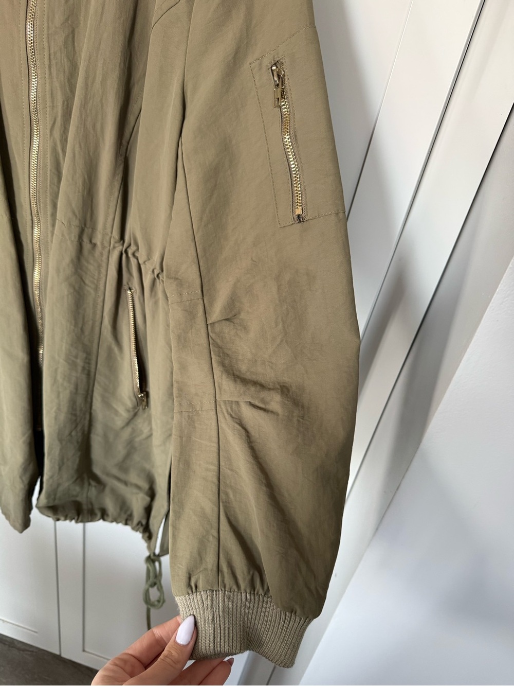 Daisy Olive Drawstring Hooded Fall Jacket - Picture 8 of 11